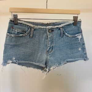Distressed Light Blue Denim Women's Shorts